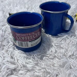2OZARK TRAIL Coffee Cup Camping 12Oz Enamel Blue Stainless Durable Outdoor HG003